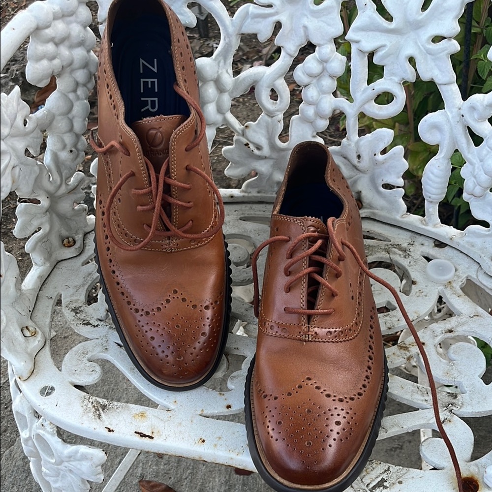 Cole Haan Grand Men's Brown Leather Brogue Shoes size 12M chestnut brown